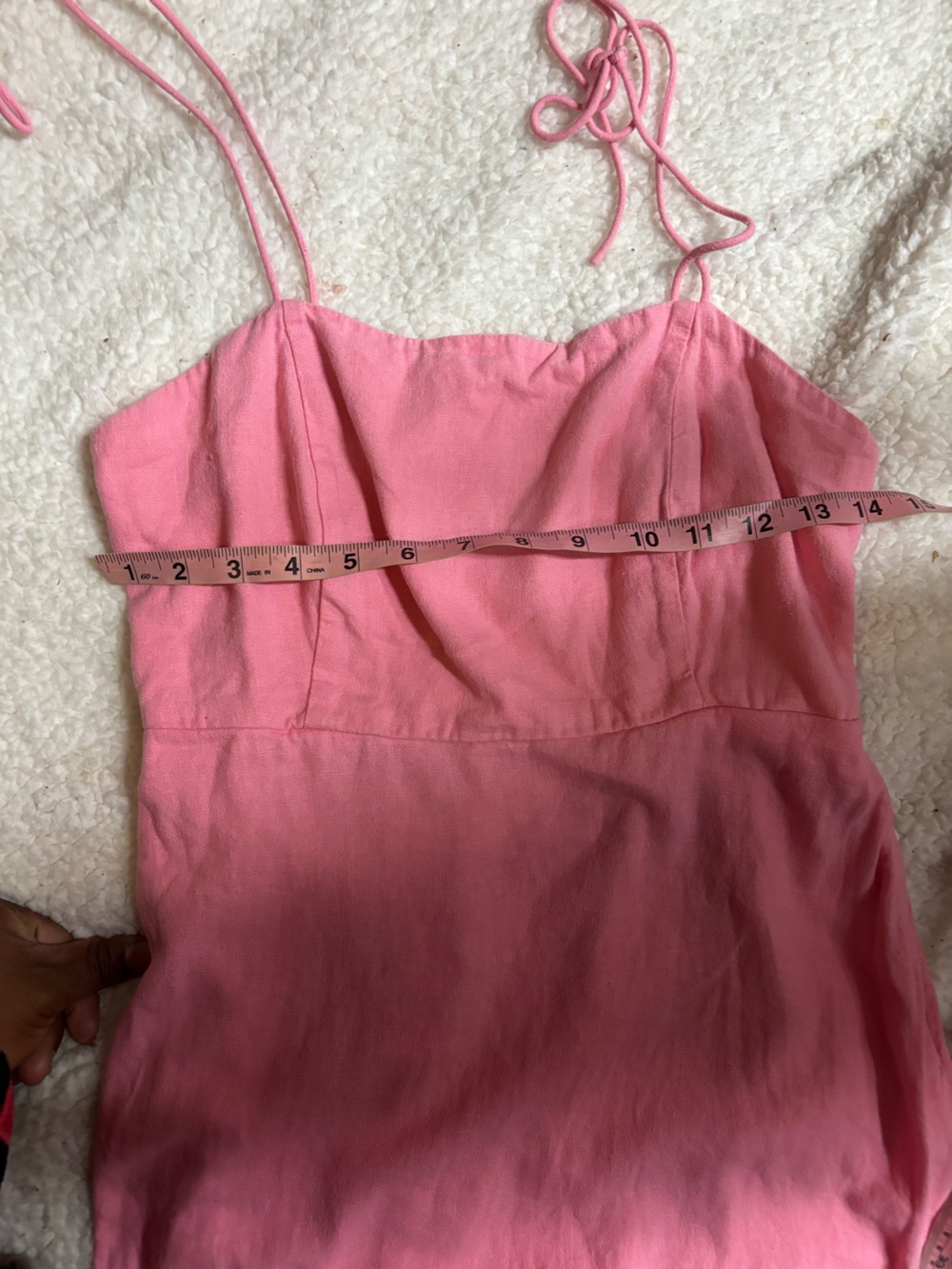 Old navy Pink Smocked Tie Strap Babydoll Mini Dress Open Back small linen blend - Picture 8 of 8